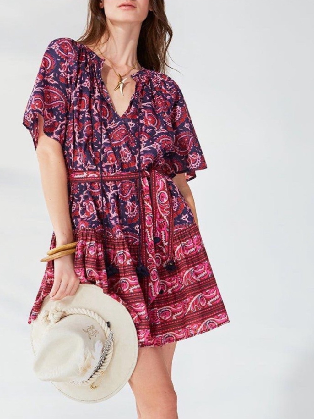 Figue Bria Dress in Paisley True Blue Fuchsia - Small